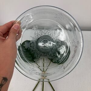 Vintage 1940s Fire King Sapphire Blue Tint Glass Philbe Mandala Pie Dish Plate